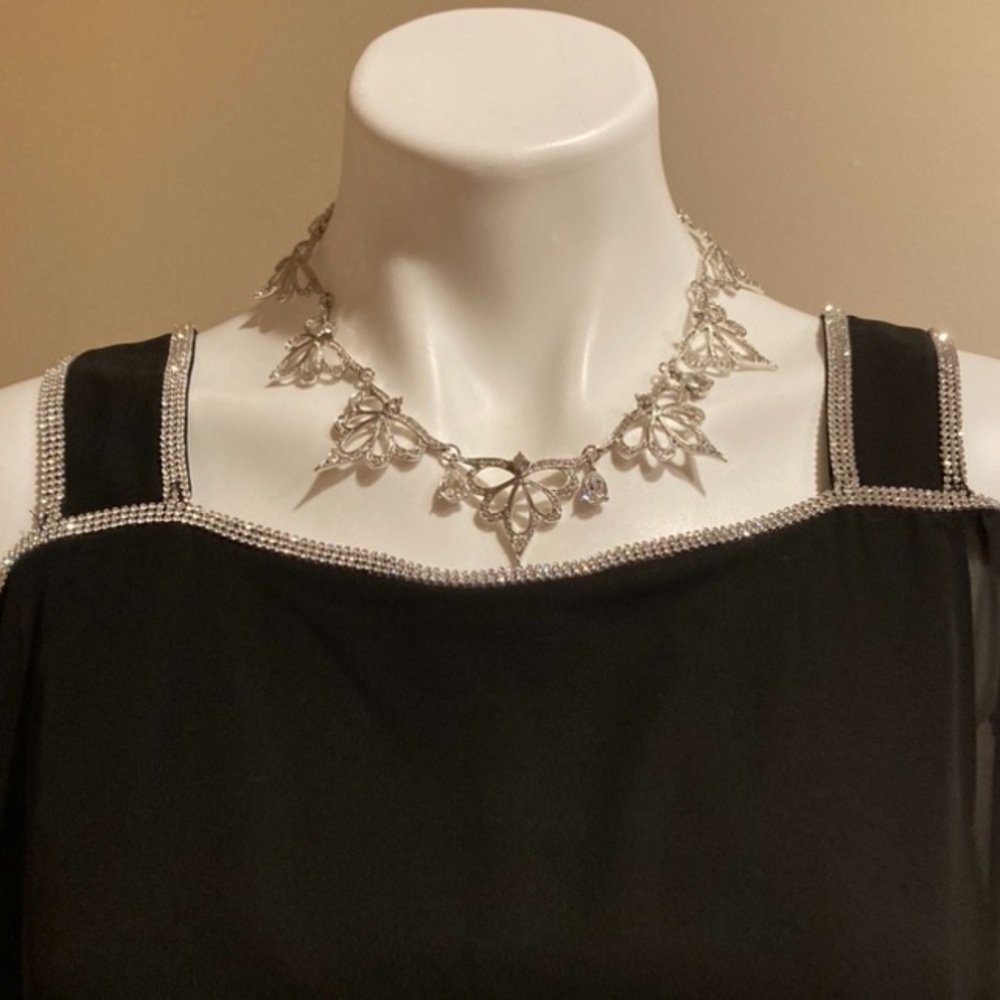 ALFRED DURANTE Vintage Estate FM 1987 Crystal Collar Statement Necklace - Picture 10 of 11